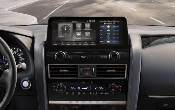 2023 Nissan Armada touchscreen and front console | Stevens Creek Nissan in Santa Clara CA
