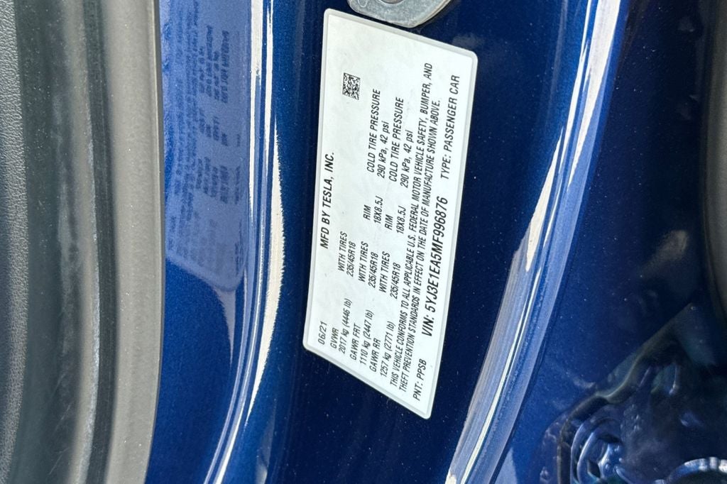 2021 Tesla Model 3 Standard Range Plus