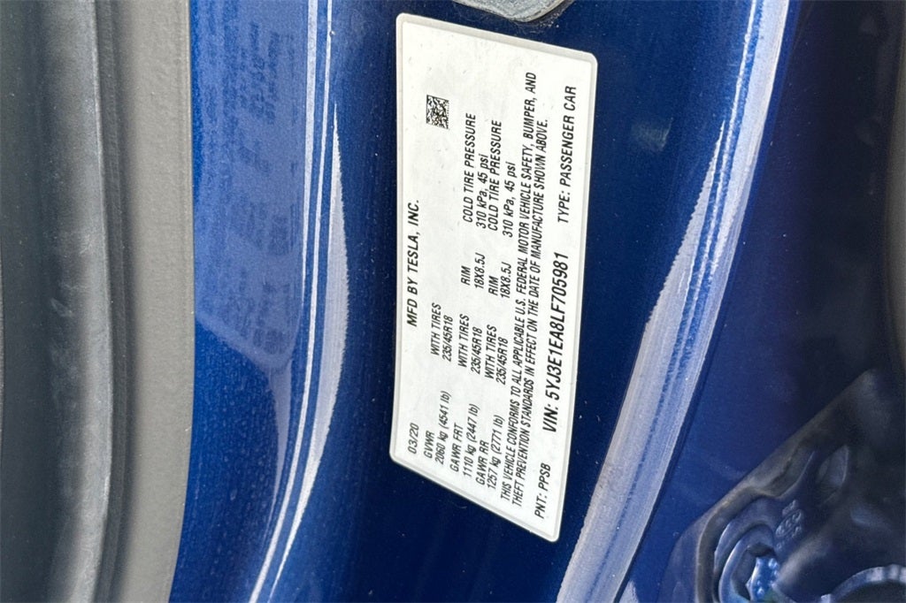 2020 Tesla Model 3 Standard Range Plus