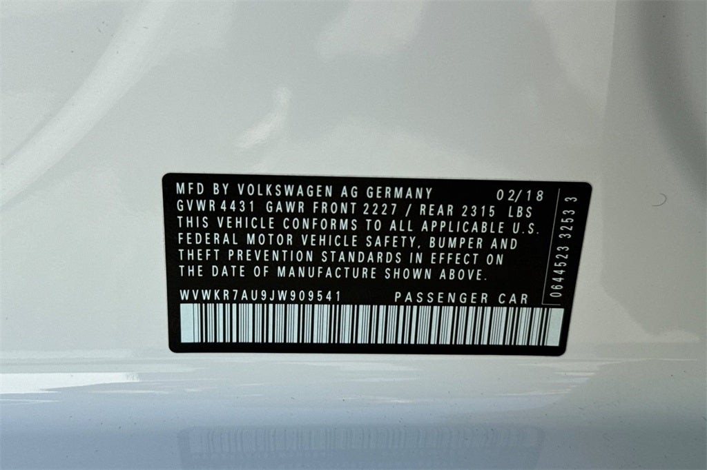 2018 Volkswagen e-Golf SE