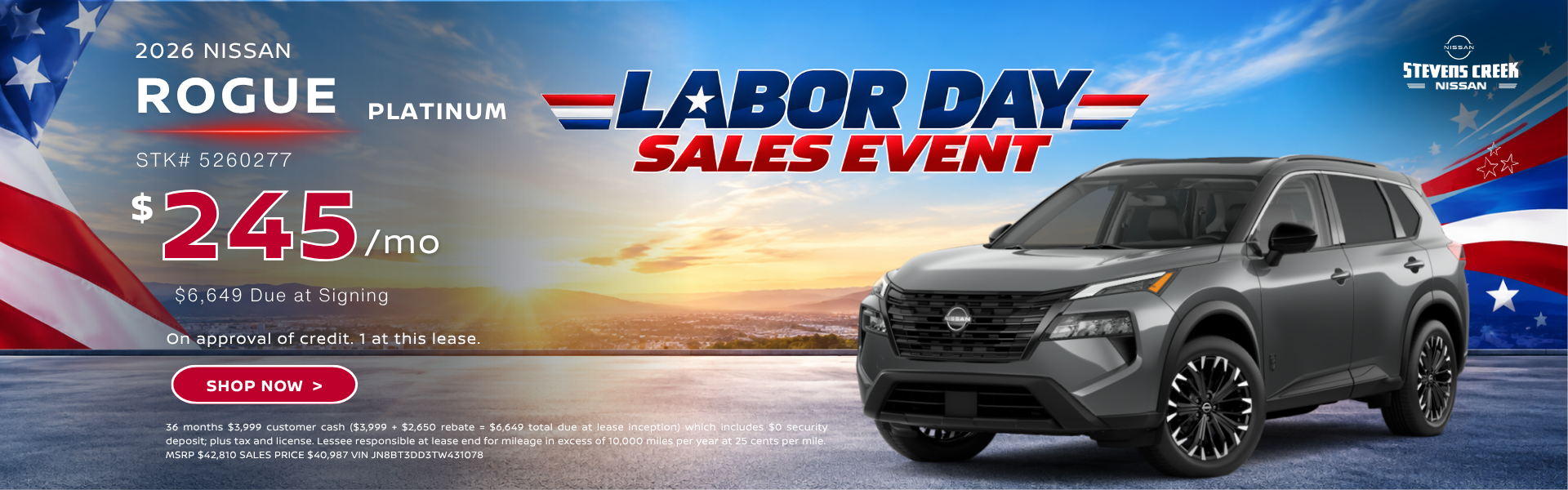2026 ROGUE PLATINUM Lease for $245 per month