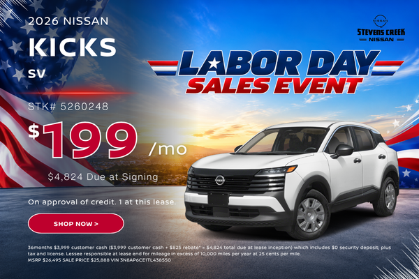 2026 NISSAN KICKS SV Lease for $199 per month